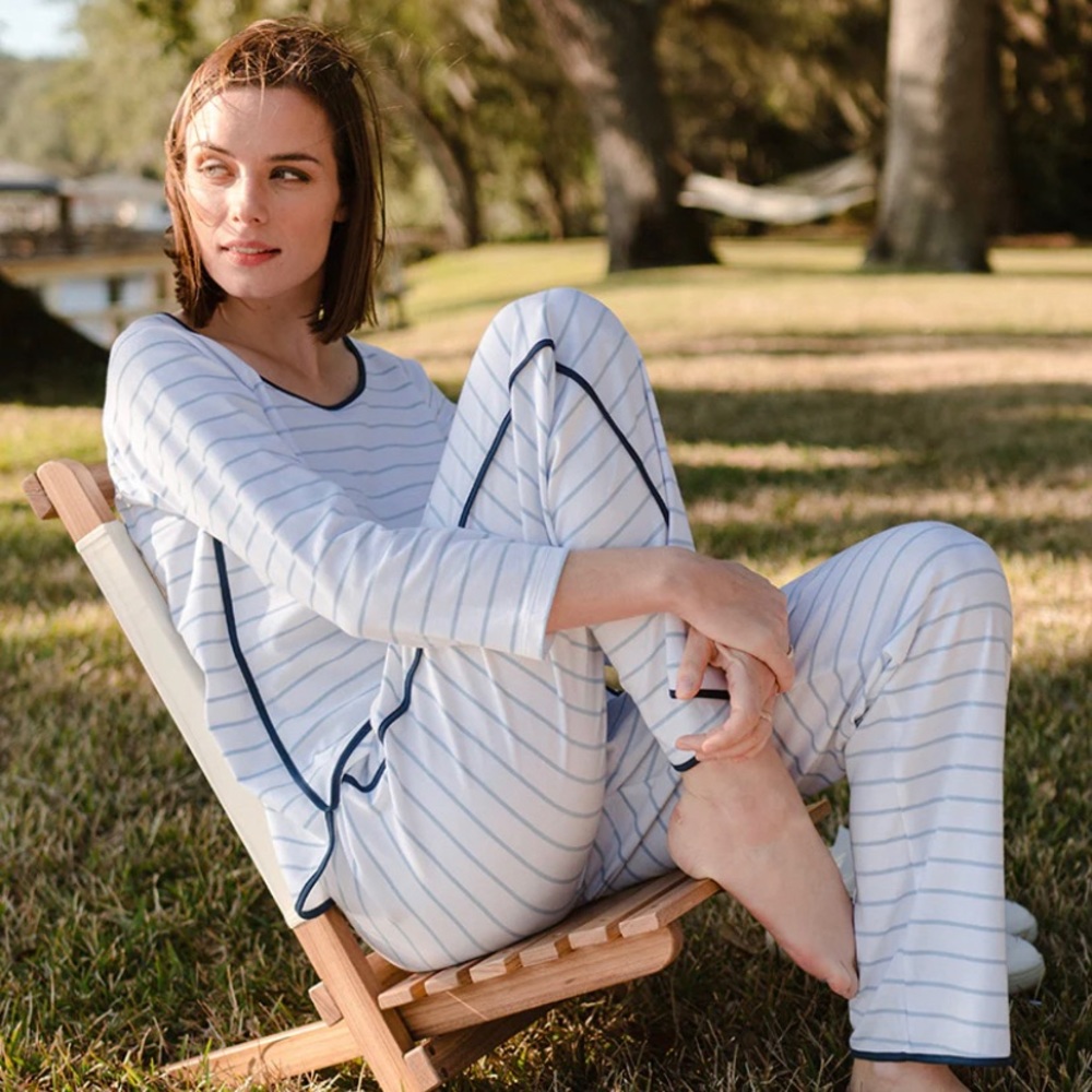 Lake Pajamas - Pima Long-Long Set in Marine